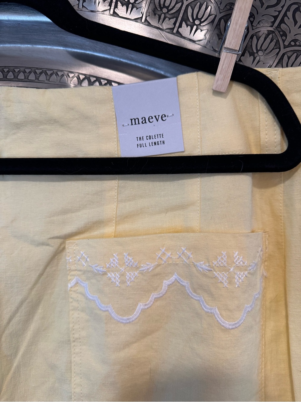 Anthropology Maeve Colette Yellow Embroidered Scallop Wide-Leg Crop Pants 33T NW - Picture 8 of 15